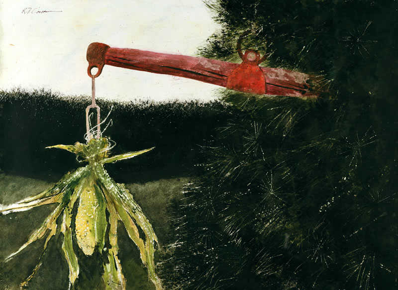 Corcoran Fine Art - Tree Corn watercolor from artist Raymond T. Corcoran Corcoran Fine Art - Tree Corn watercolor from artist Raymond T. Corcoran
